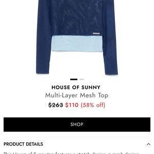 House of Sunny Navy and Light Blue Mesh Top